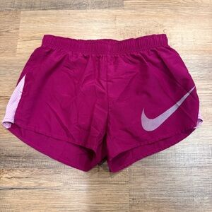 Nike Women's Magenta Athletic Running Shorts with Pink Swoosh size medium